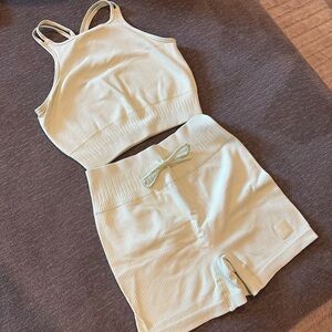 Light lime green Ribbed Tank and Shorts Set